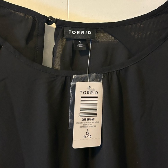 NWT Torrid Georgette Sequin Long Sleeve Blouse Size 1 - Picture 6 of 7